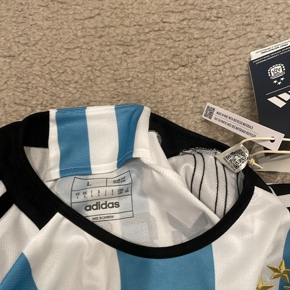 Adidas Argentina Messi 2022 World Cup jersey 3 stars men size L NWT - Picture 5 of 7